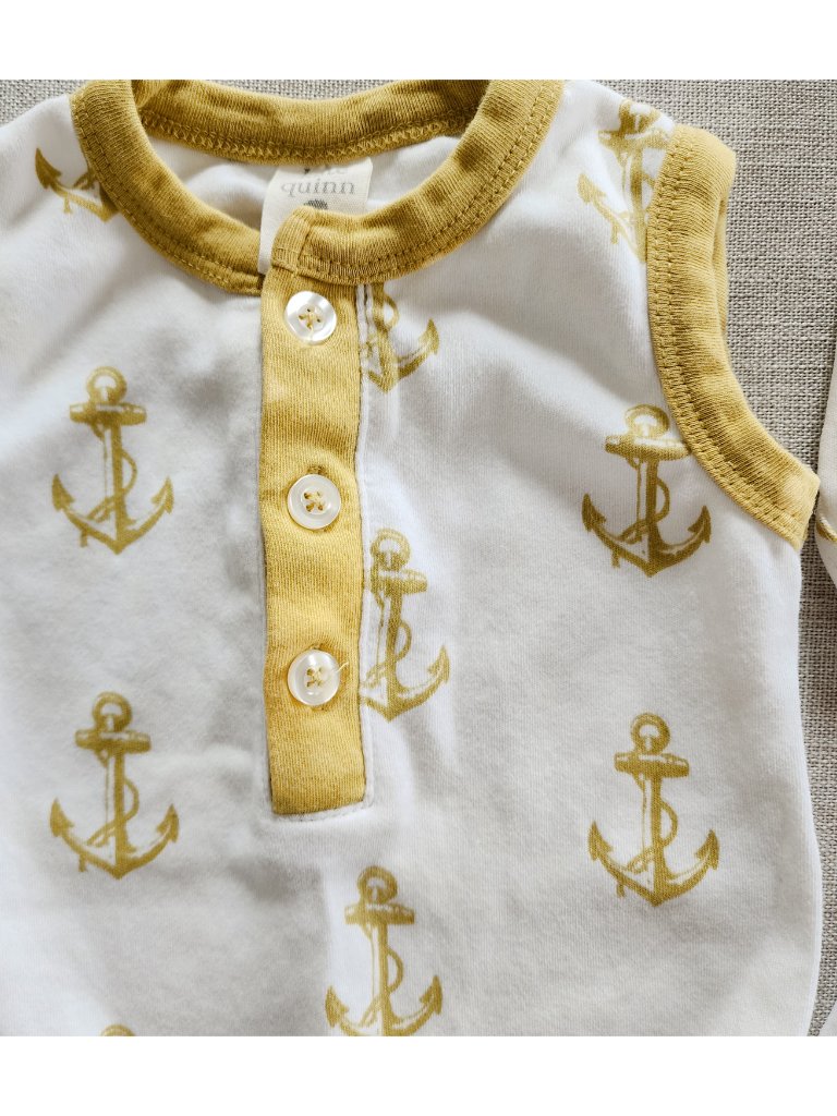 Kate Quinn Anchor Set Sleeveless Bodysuit, Panda Pants And Bandana Bib 3-6 Month — image 3 of 8